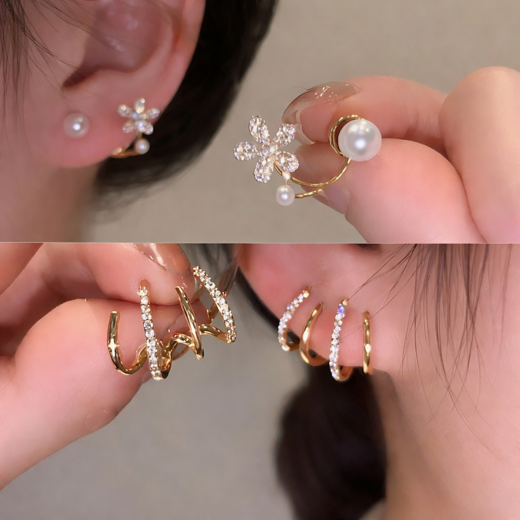 Estailo Bling Blogger Daisy Earrings – Gold Plated American Diamond Studs for Women & Girls